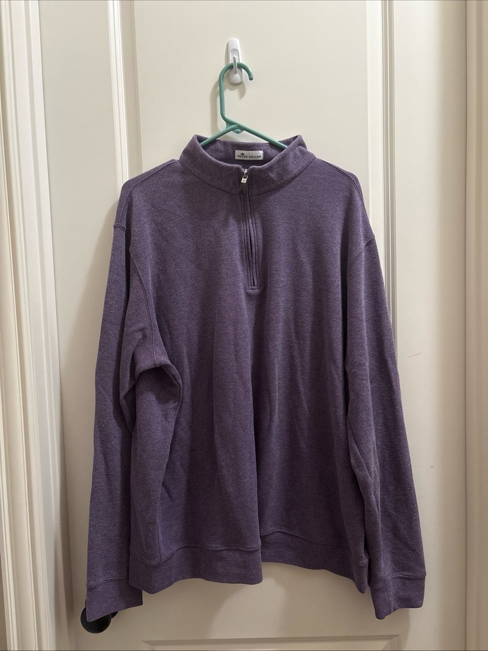 Peter Millar Sweater Mens XXL Purple Cotton Blend Knit Quarter Zip Pullover Golf